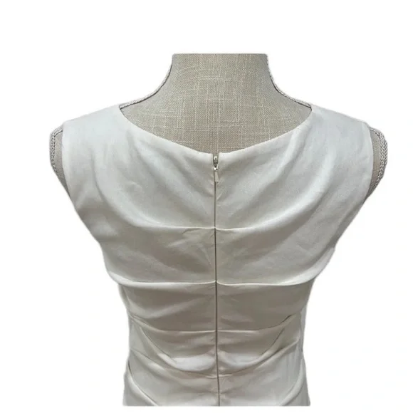Nicole Miller Atelier White Linen sheath dress flattering ruching size 8